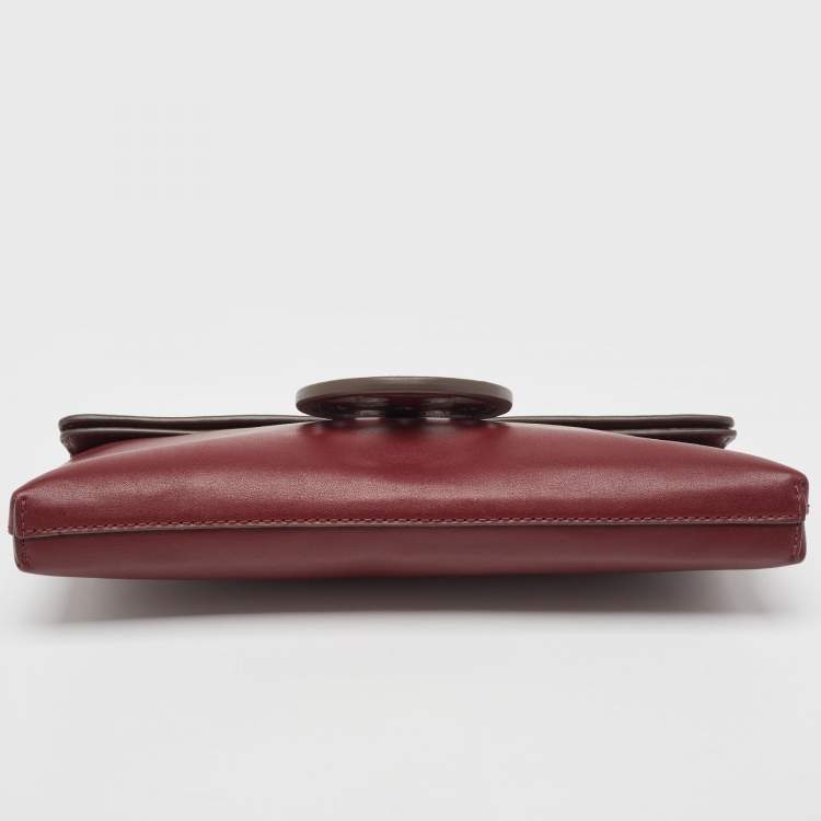 مملوكة مسبقًا Tory Burch Burgundy Leather Miller Clutch