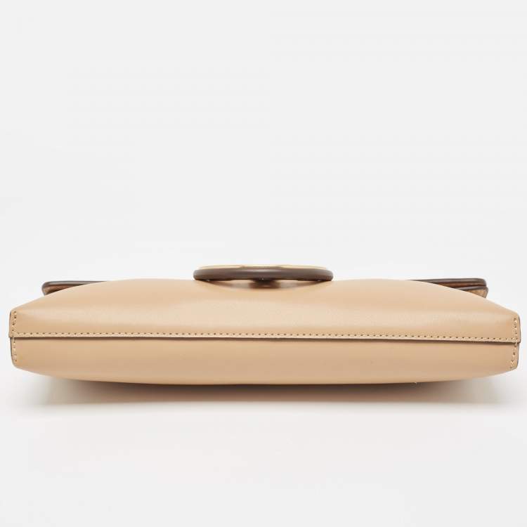 Pre Owned Tory Burch Beige Leather Miller Clutch