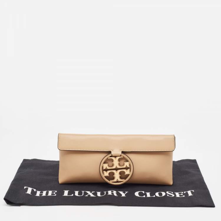 Pre Owned Tory Burch Beige Leather Miller Clutch