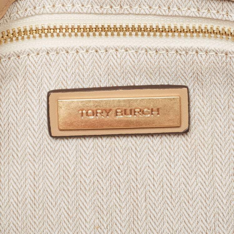 Pre Owned Tory Burch Beige Leather Miller Clutch