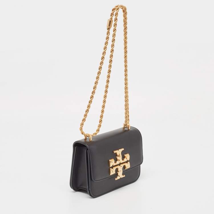 Pre Owned Tory Burch Black Leather Small Convertible Eleanor Shoulder Bag