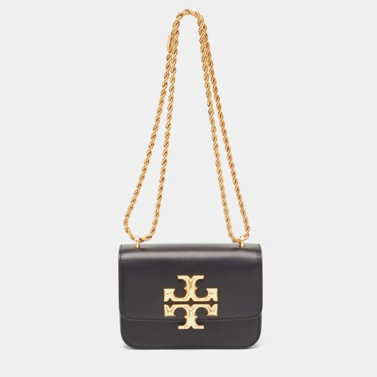 Pre Owned Tory Burch Black Leather Small Convertible Eleanor Shoulder Bag