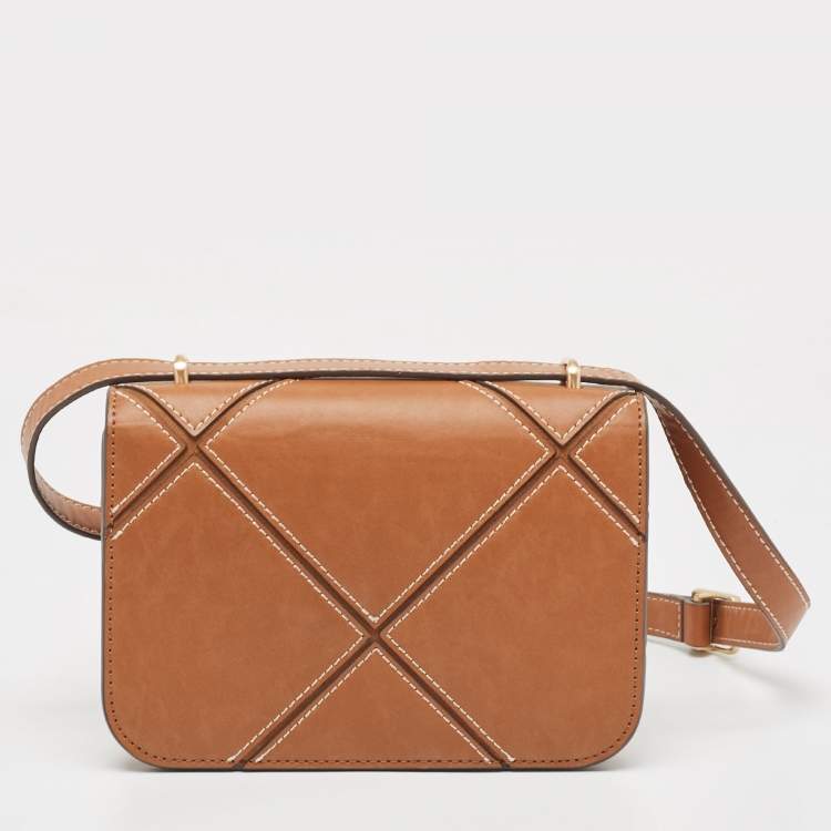 Pre Owned Tory Burch Brown Leather Small Eleanor Shoulder Bag