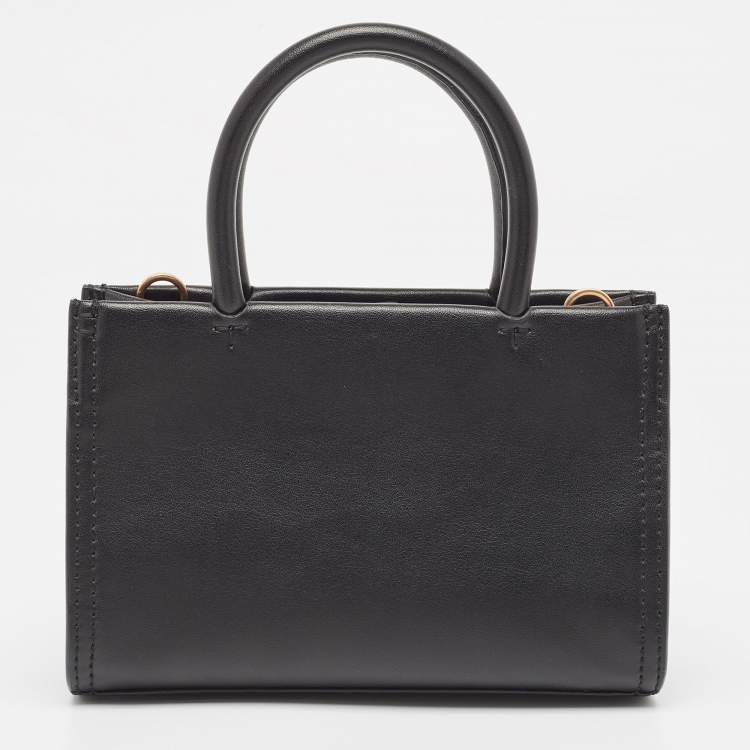 Pre Owned Tory Burch Black Faux Leather Mini Ella Bio Tote