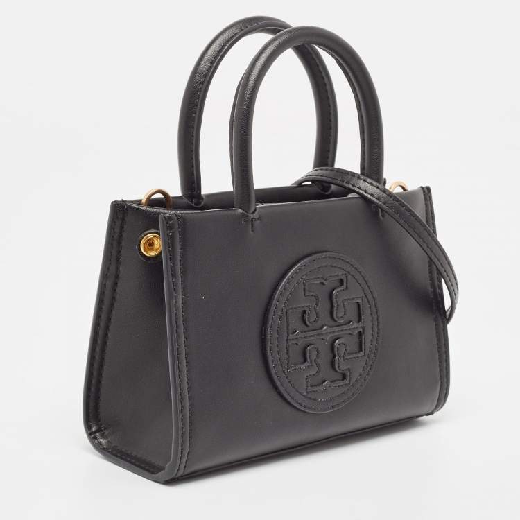 Pre Owned Tory Burch Black Faux Leather Mini Ella Bio Tote