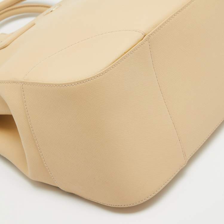 Pre Owned Tory Burch Toasted Wheat Leather Robinson Double Zip Tote