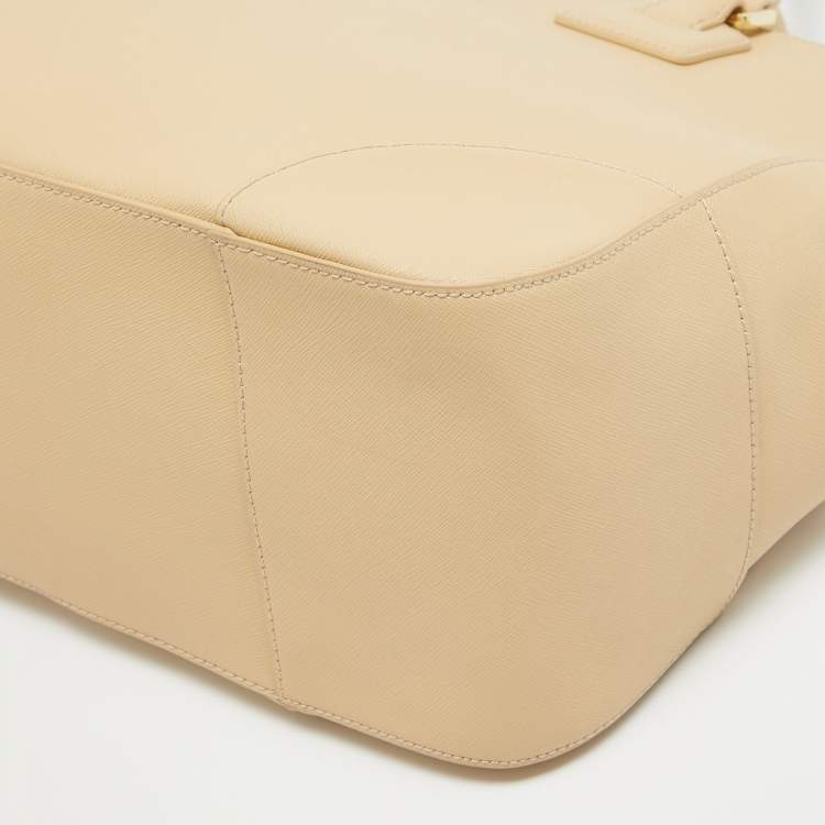 Pre Owned Tory Burch Toasted Wheat Leather Robinson Double Zip Tote