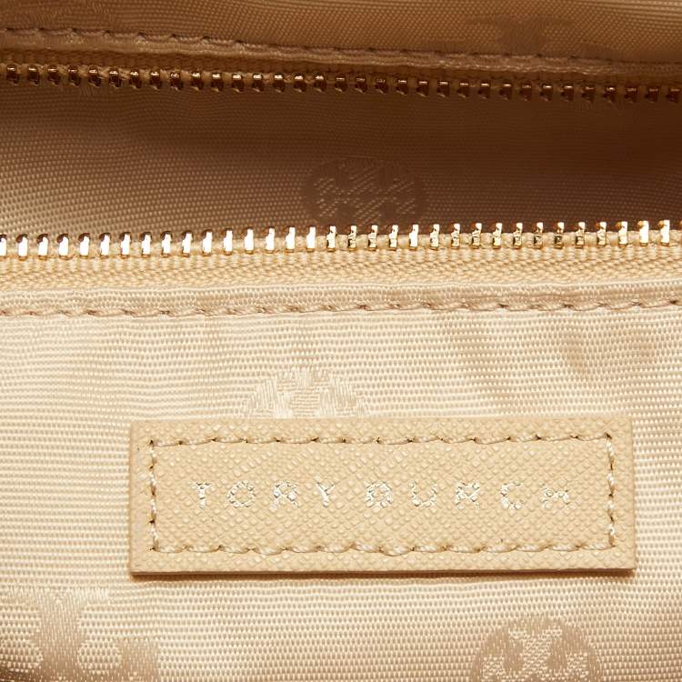 Pre Owned Tory Burch Toasted Wheat Leather Robinson Double Zip Tote