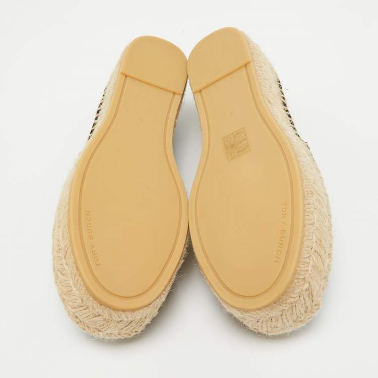 Pre Owned Tory Burch Black Suede Platform Espadrilles Size 36.5