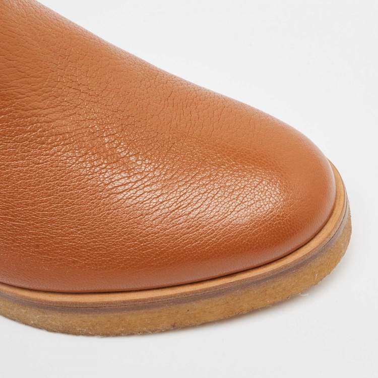 Pre Owned Tory Burch Brown Leather Ankle Length Boots Size 37