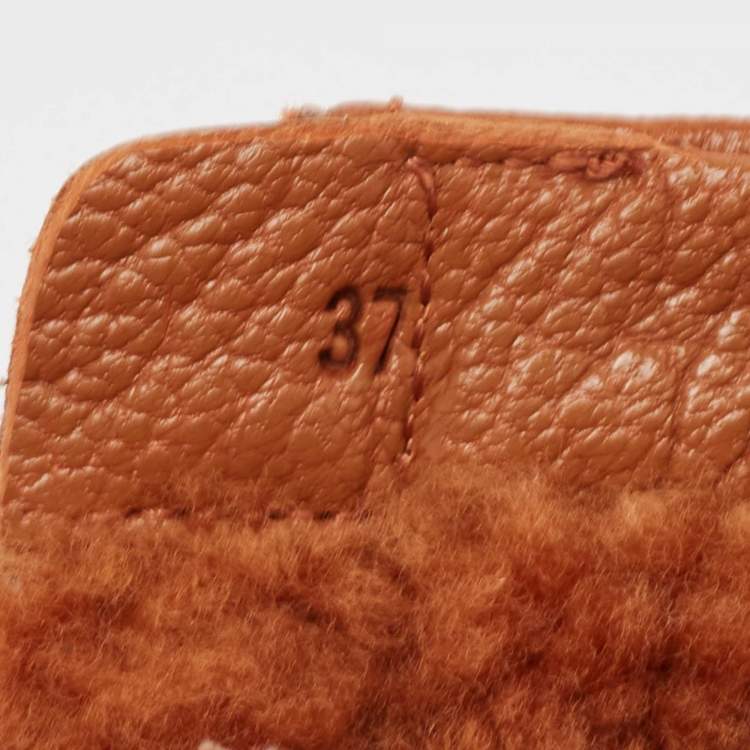 Pre Owned Tory Burch Brown Leather Ankle Length Boots Size 37