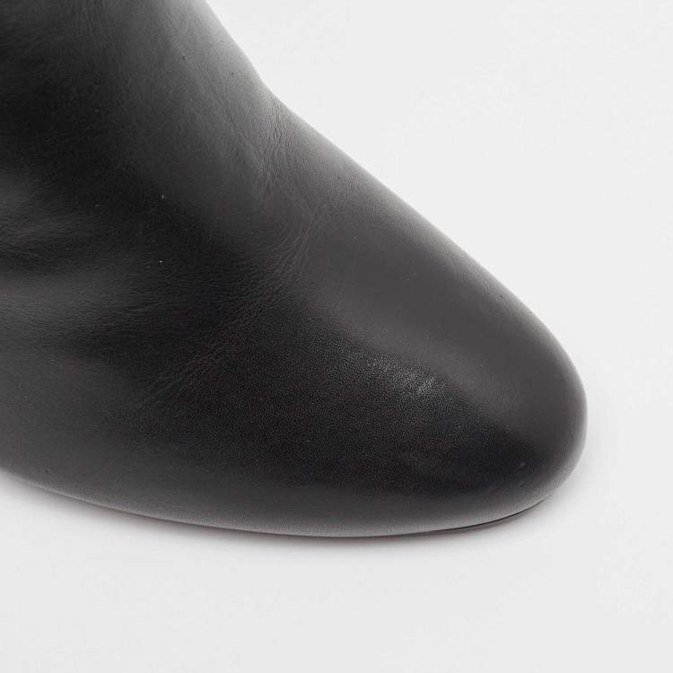 Pre Owned Tory Burch Black/Brown Leather Ankle Length Boots Size 37.5