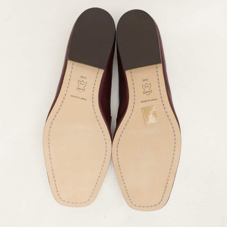 مملوكة مسبقًا Tory Burch Plum/Cream Leather Perrine Loafers Size 40