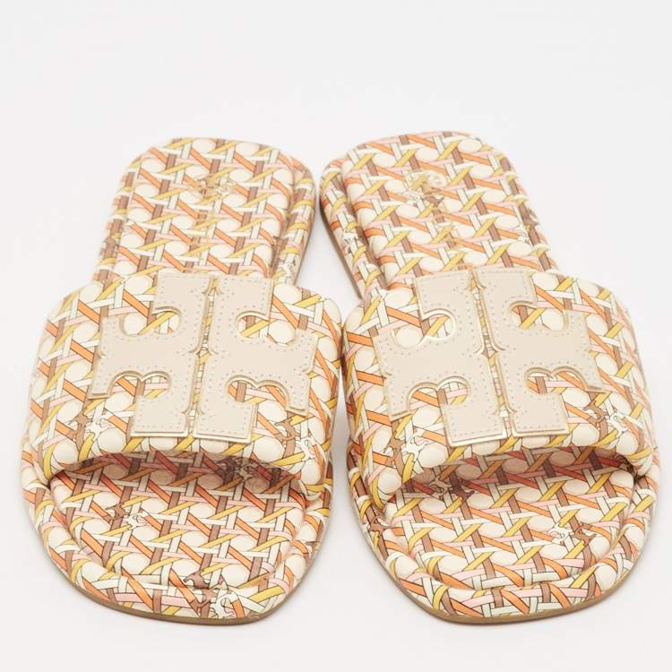 مملوكة مسبقًا Tory Burch Two Tone Leather Flat Sandals Size 37