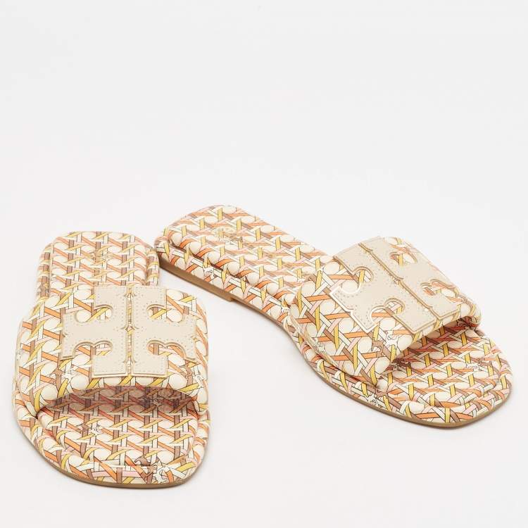 مملوكة مسبقًا Tory Burch Two Tone Leather Flat Sandals Size 37