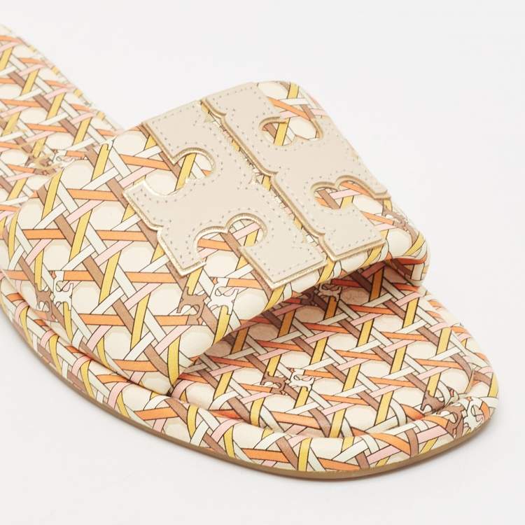 مملوكة مسبقًا Tory Burch Two Tone Leather Flat Sandals Size 37
