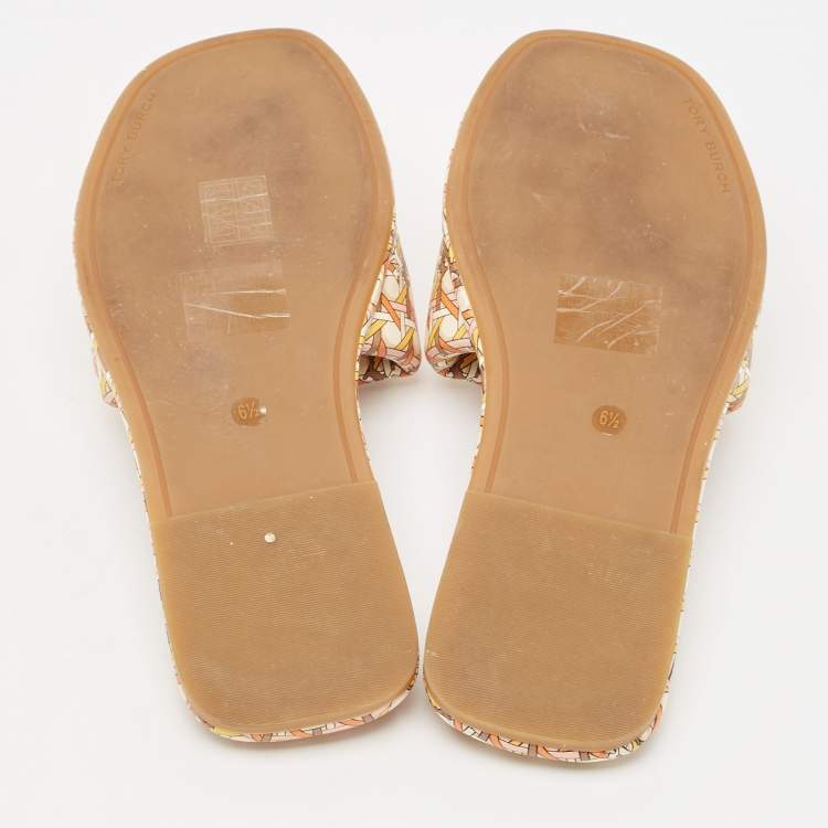 مملوكة مسبقًا Tory Burch Two Tone Leather Flat Sandals Size 37