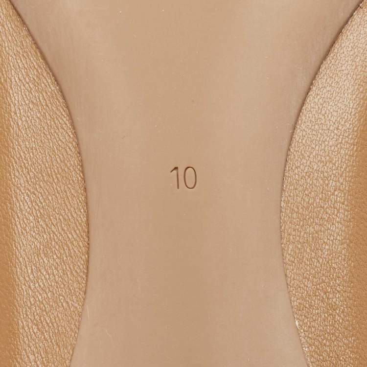 مملوكة مسبقًا Tory Burch Brown/Cream Leather Claire Cap Toe Ballet Flats Size 40.5