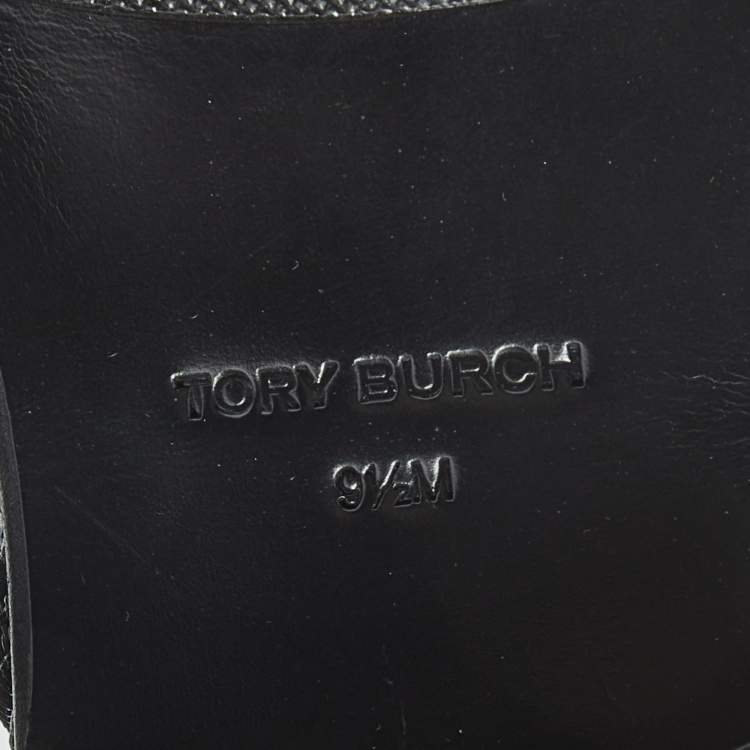 Pre Owned Tory Burch Black Leather Riding Boots Size 39.5
