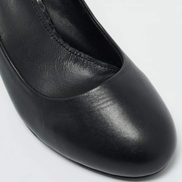 Pre Owned Tory Burch Black Leather and Python Leather Pumps Size 37