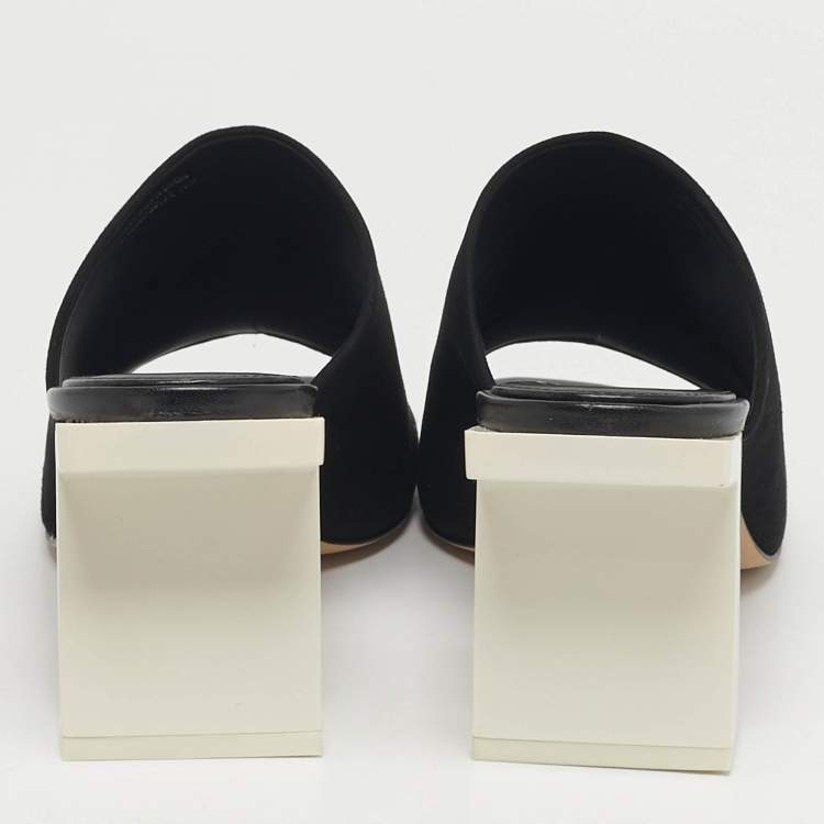 Pre Owned Tory Burch Size 40 Black Suede Block T Mules