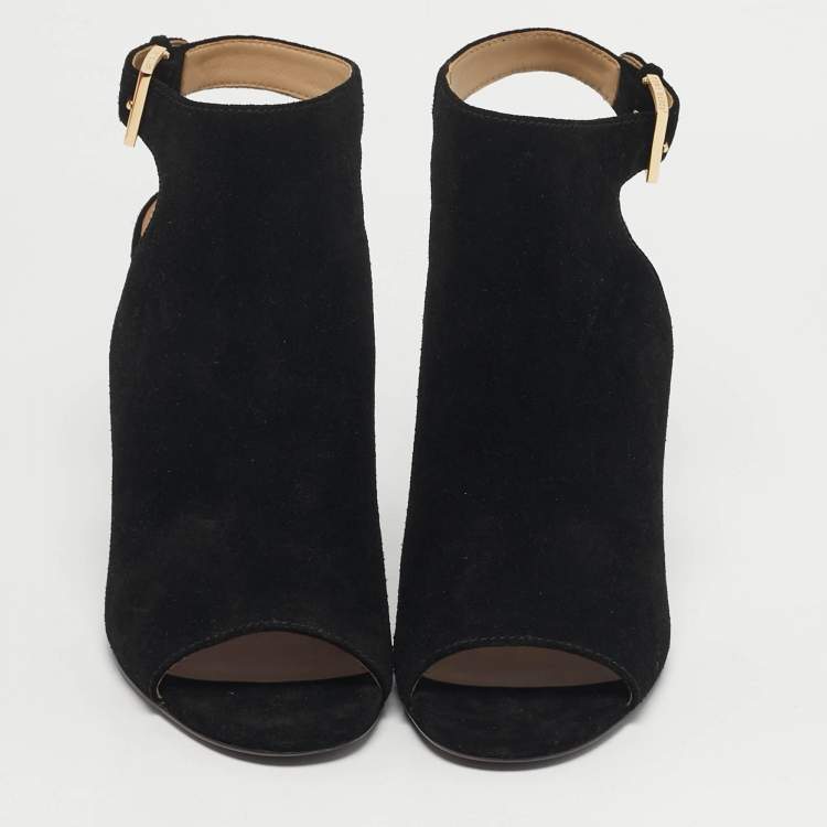 Pre Owned Tory Burch Brittania 100 MM Size 40 Black Suede Ankle Strap Sandals