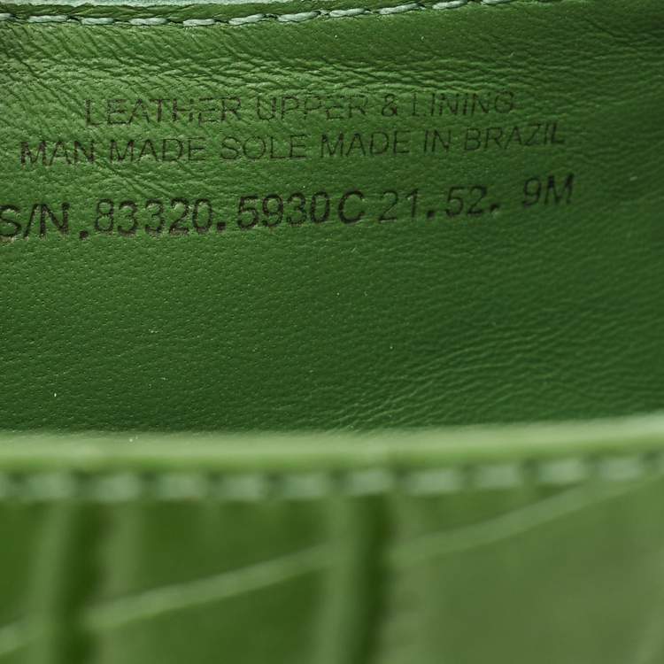 Pre Owned Tory Burch Georgia Size 39 Green Croc Embossed Leather Loafers