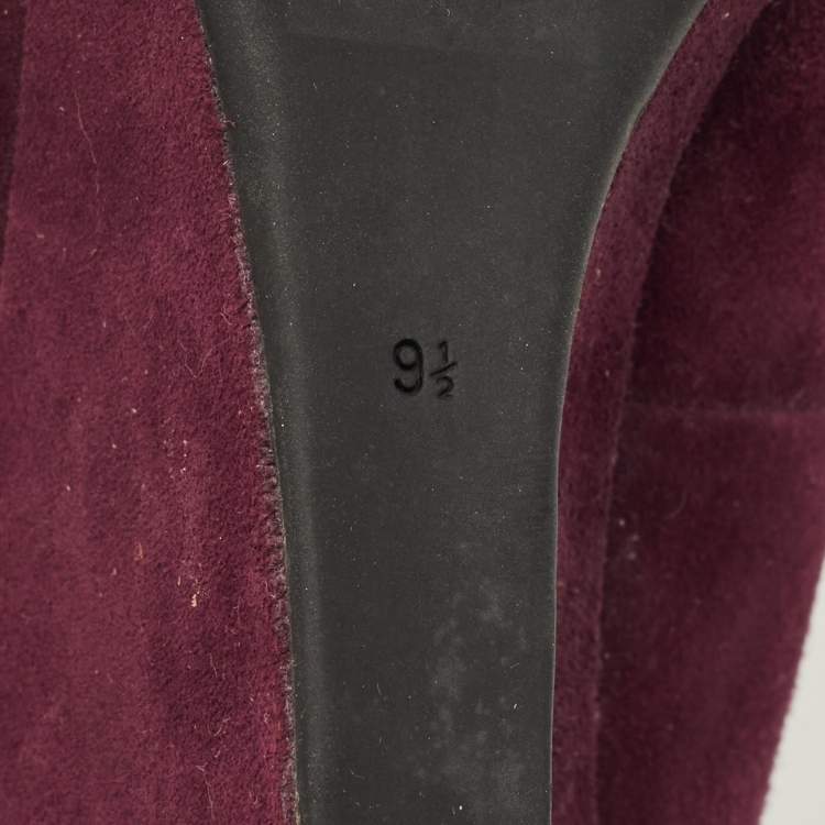 مملوكة مسبقًا Tory Burch Luna Size 39.5 Burgundy Suede Wedge Pumps