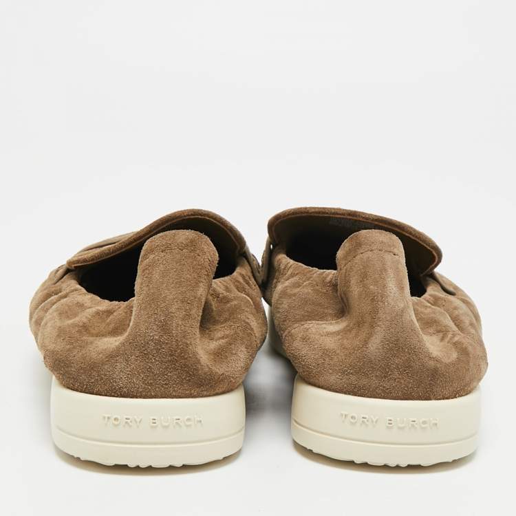 Pre Owned Tory Burch Size 37 Green Suede Slip On Sneakers