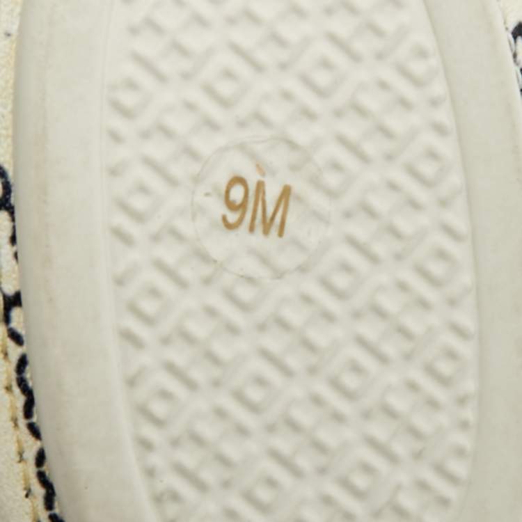 Pre Owned Tory Burch Minnie Size 39 Cream/Black Quilted Leather Ballet Flats