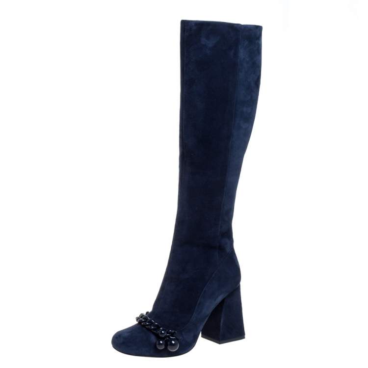 tory burch blue suede boots