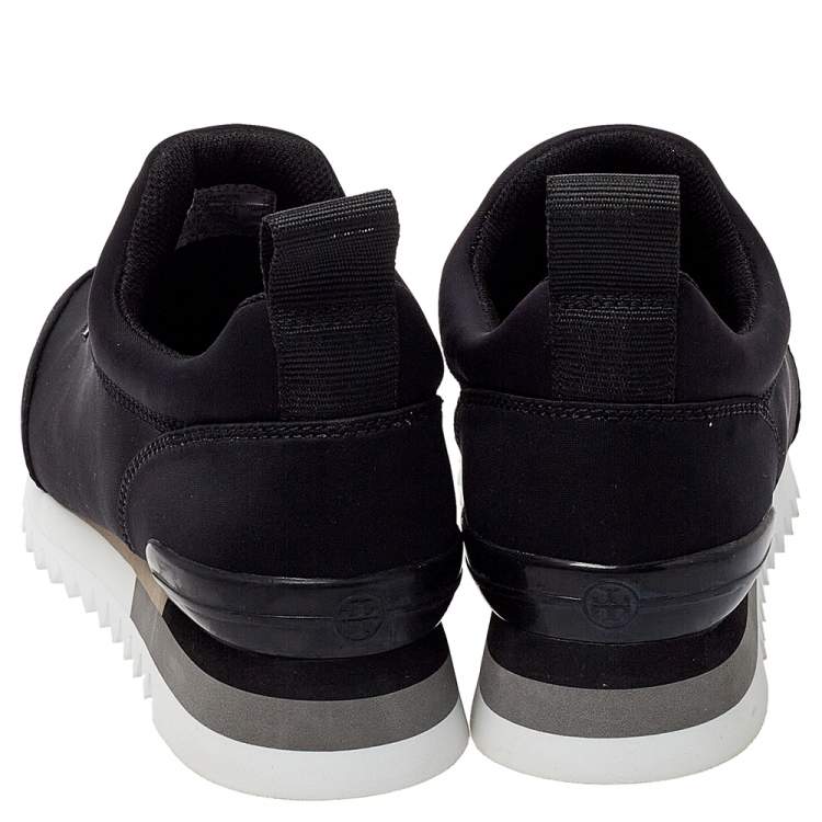 Pre Owned Tory Burch Black Fabric Storm Cloud Crystal Embellished Slip On Sneakers Size 38