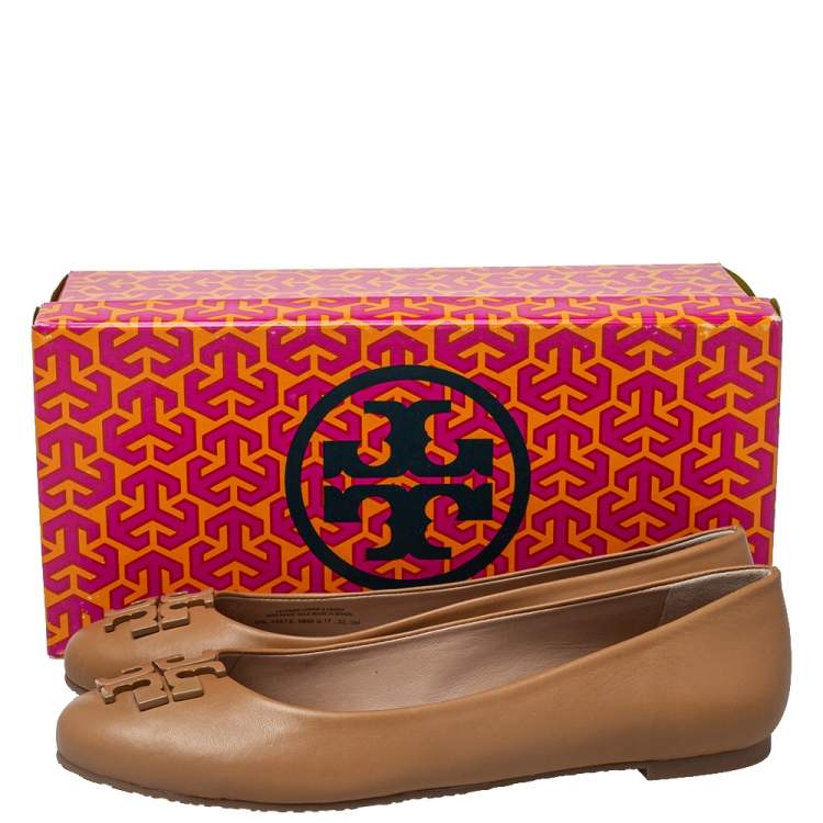 Pre Owned Tory Burch Brown Leather  Ballet Flats Size 39