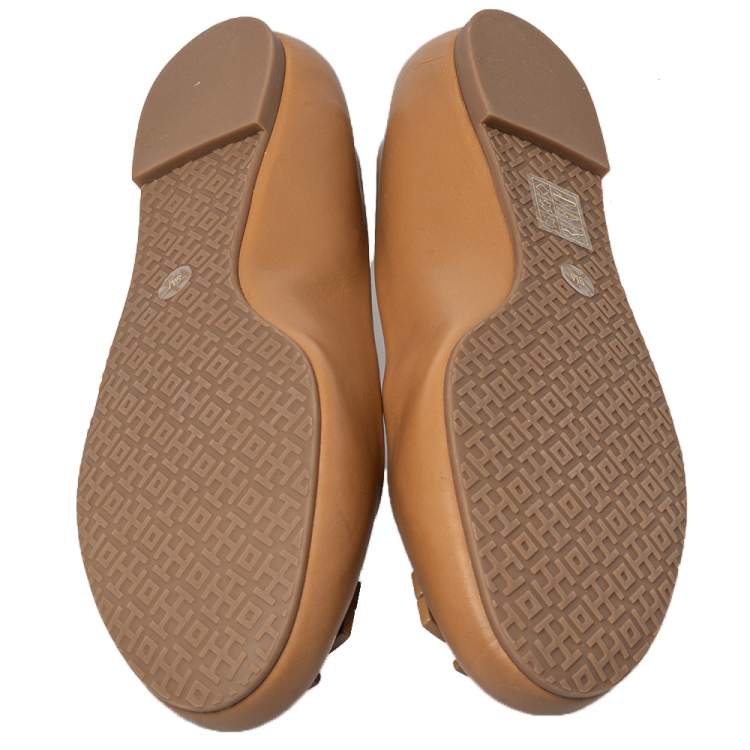Pre Owned Tory Burch Brown Leather  Ballet Flats Size 39