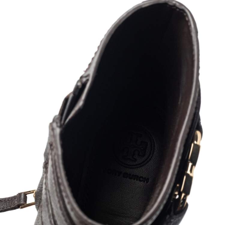 مملوكة مسبقًا Tory Burch Brown Leather Ankle Length Boots Size 36