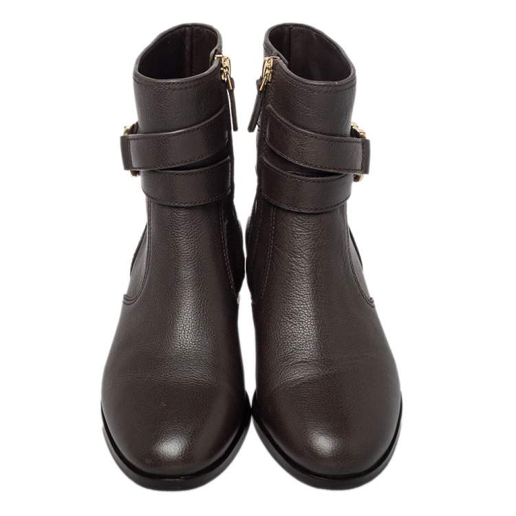 مملوكة مس�بقًا Tory Burch Brown Leather Ankle Length Boots Size 36