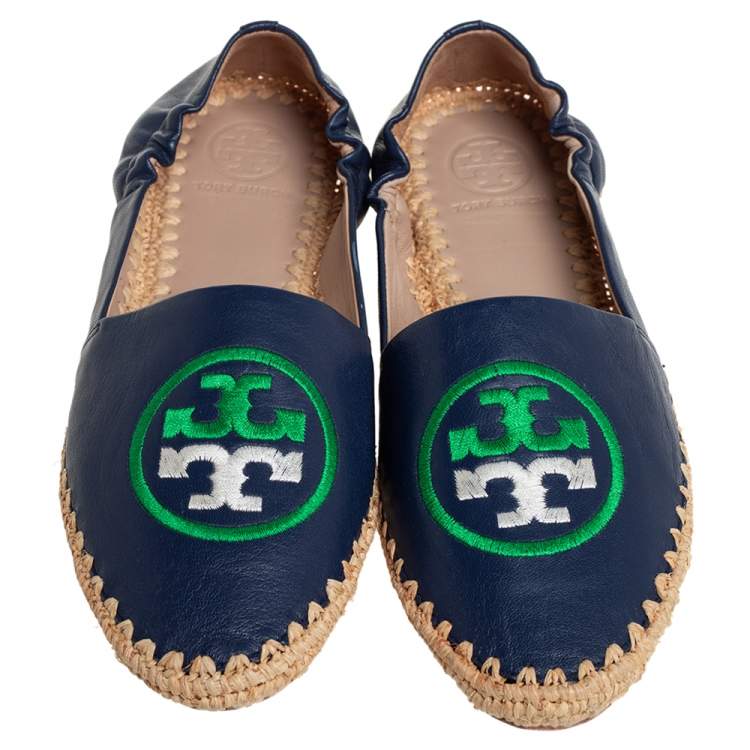 مملوكة مسبقً�ا Tory Burch Blue Leather Espadrille Flats Size 36