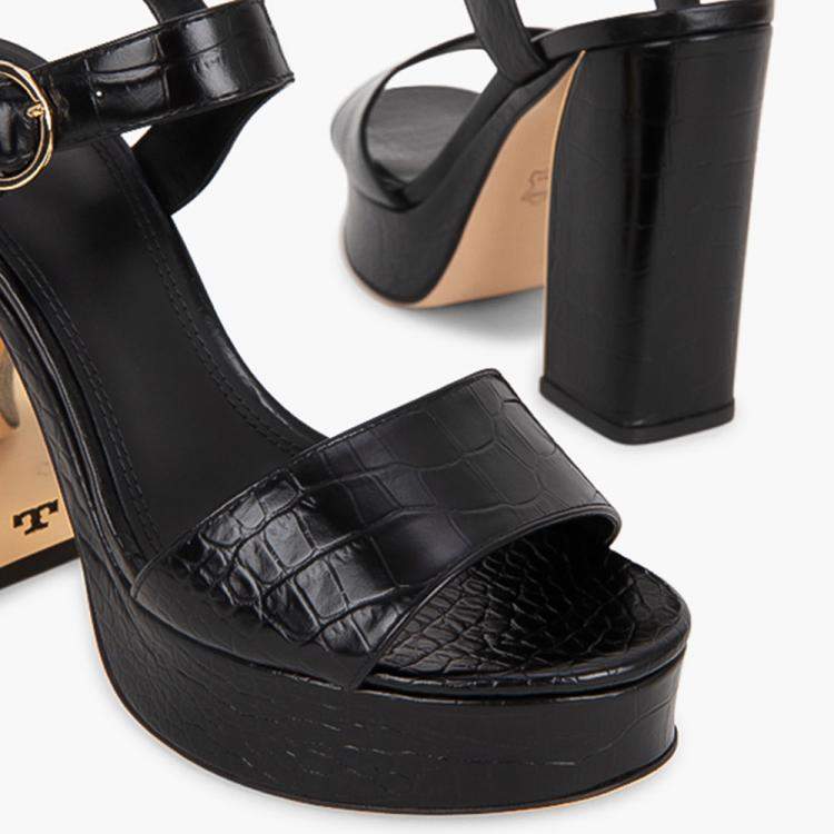 Pre Owned Tory Burch Black Leather Martine Platform Sandals Size EU 39.5