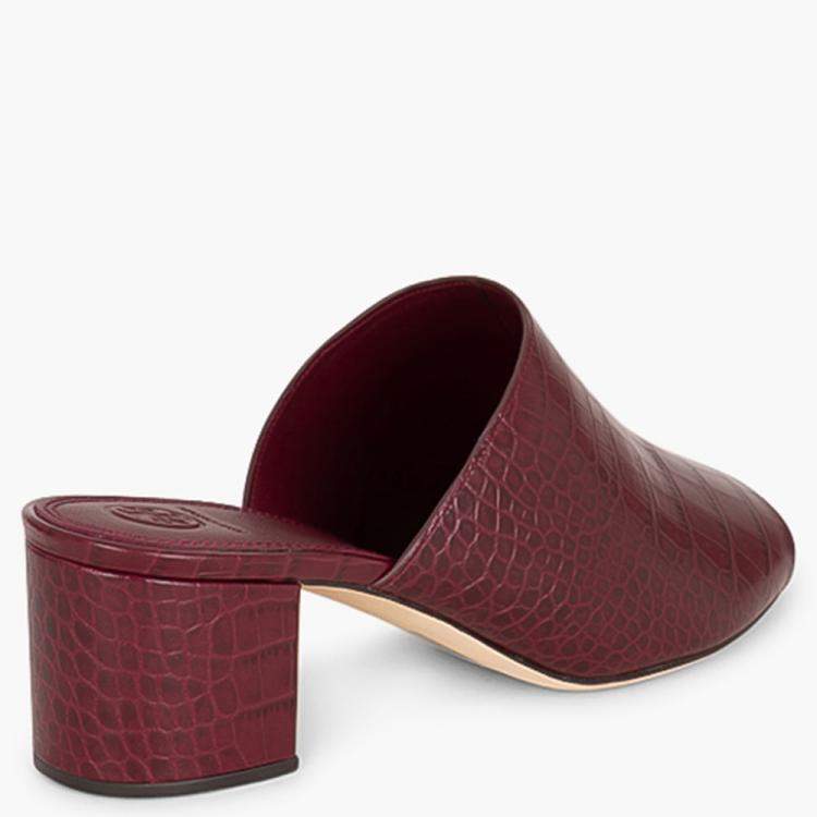 Pre Owned Tory Burch Red Leather Martine Mules Size EU 37.5