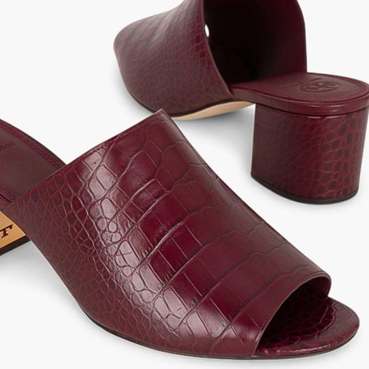 Pre Owned Tory Burch Red Leather Martine Mules Size EU 37.5