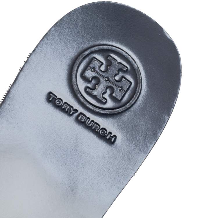 Pre Owned Tory Burch Black Sequins Slide Flats Size 37