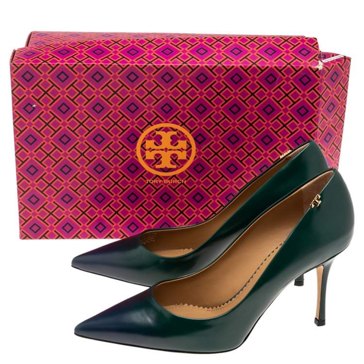 Pre Owned Tory Burch Green/Blue Ombre Leather Penelope Pumps Size 39