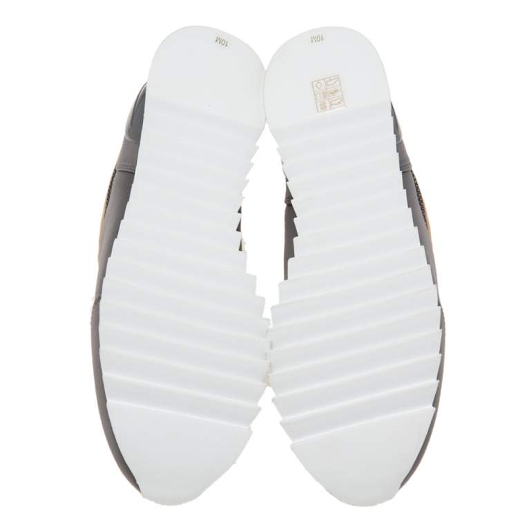 Pre Owned Tory Burch Grey/Brown Fabric Storm Cloud Crystal Embellished Slip On Sneakers Size 40 