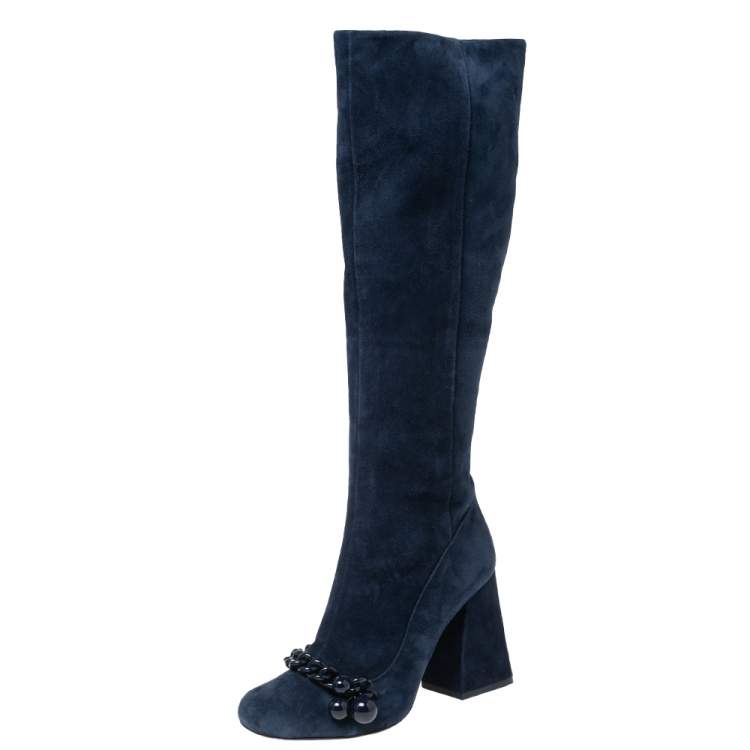 tory burch navy boots