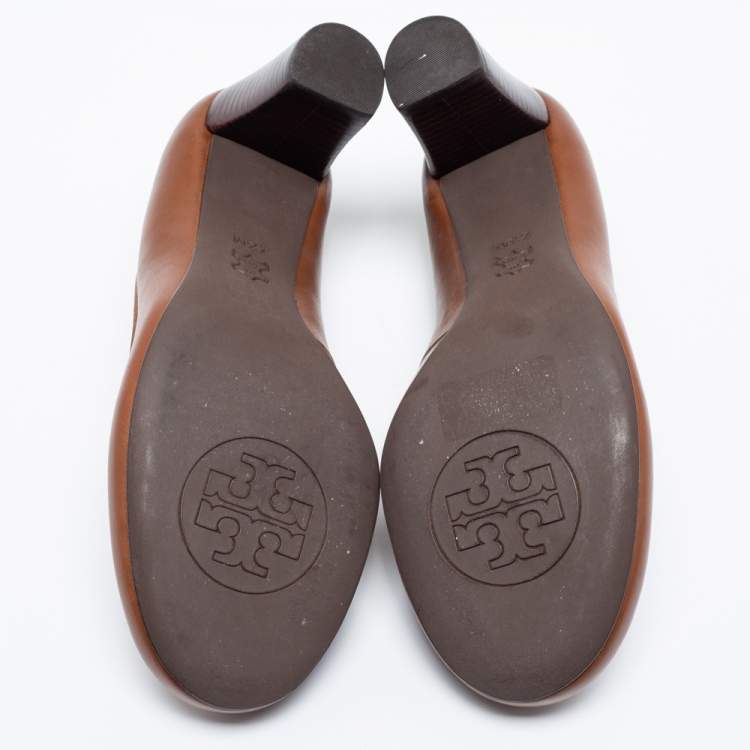 Pre Owned Tory Burch Brown Leather Selma Pumps Size 38