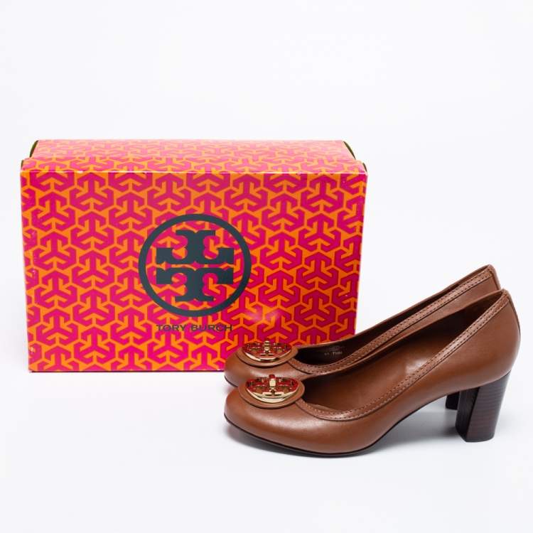 Pre Owned Tory Burch Brown Leather Selma Pumps Size 38