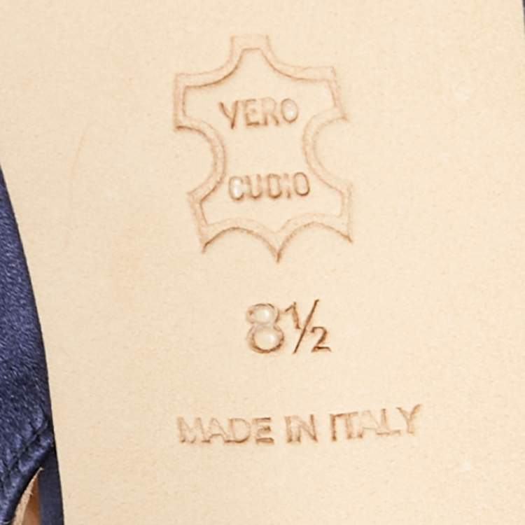 Pre Owned Tory Burch Navy Blue Satin Penelope Slingback Sandals Size 38.5