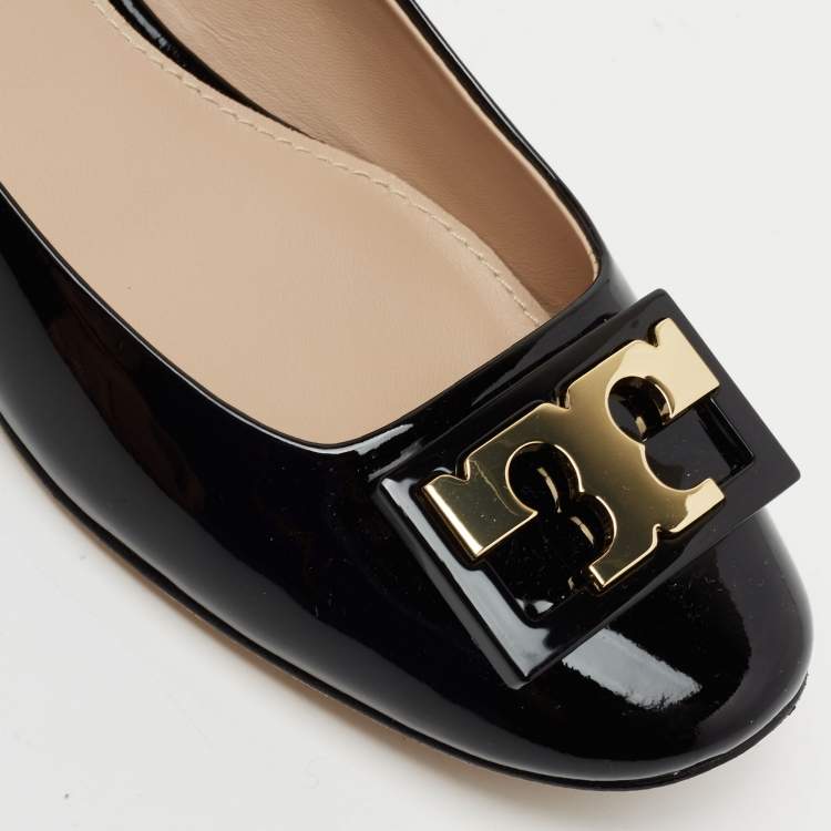 Pre Owned Tory Burch Black Patent Leather Gigi Rounded Toe Pump Size 36