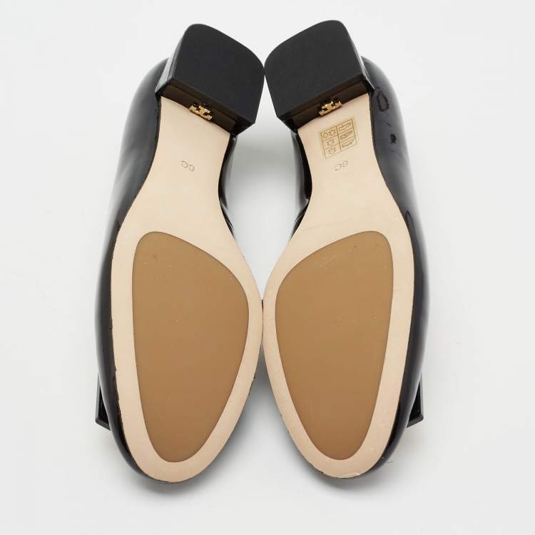 Pre Owned Tory Burch Black Patent Leather Gigi Rounded Toe Pump Size 36