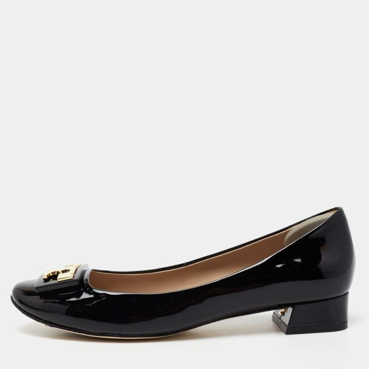 Pre Owned Tory Burch Black Patent Leather Gigi Rounded Toe Pump Size 36